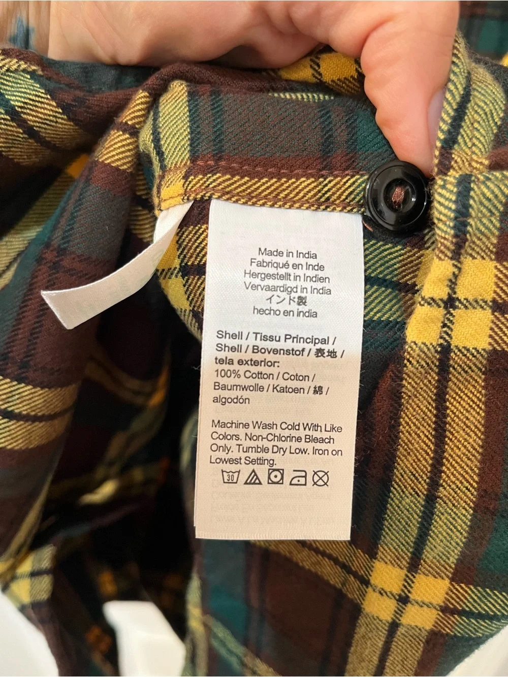 J.Crew Mid Weight Flannel‎ Regenerative Cotton Brown Plaid Shirt Mens Size Large